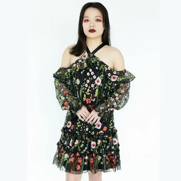 Alexis Dresses | Alexis Adeline Floral Embroidered Mini Dress | Color: Black/Red | Size: S | Resellum's Closet